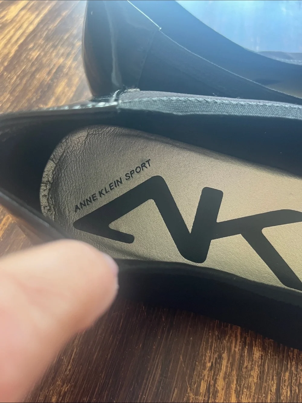 Anne Klein Black Patent Cap-Toe Bow Flats